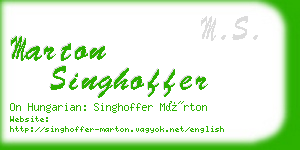 marton singhoffer business card